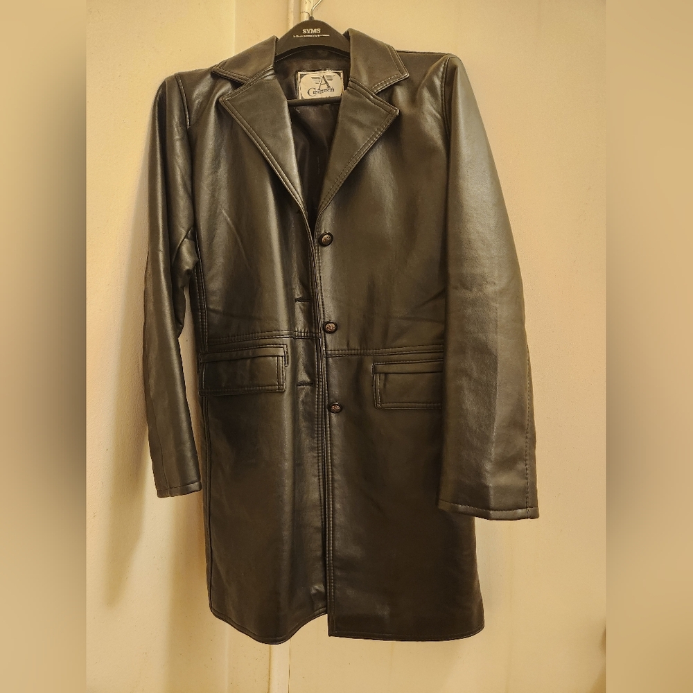 Armani Collezioni Black Italian Leather Coat